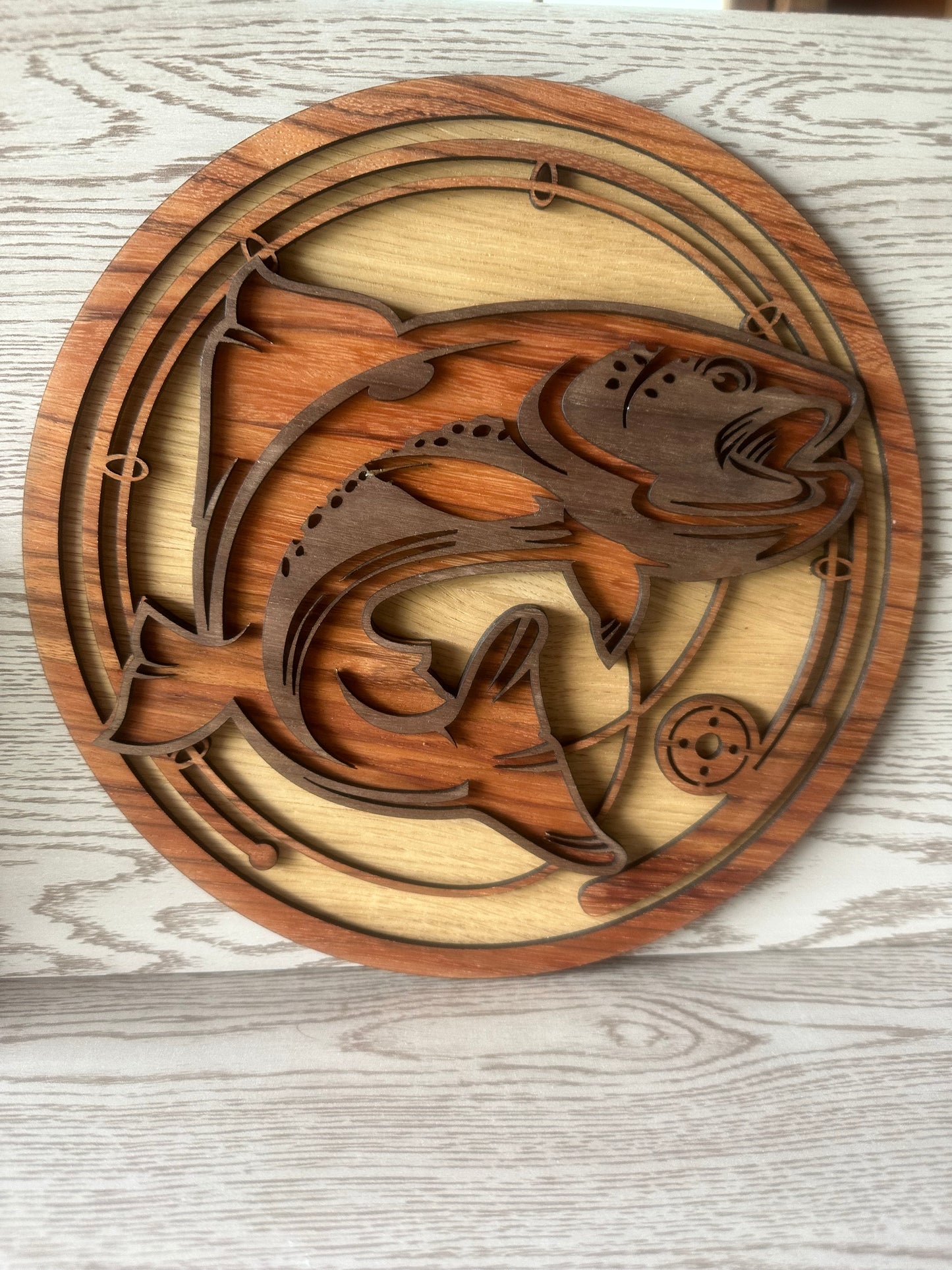 Round Layered Fish Wall Art