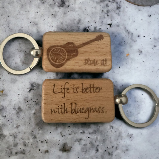 Bluegrass Harmony Wooden Keychains